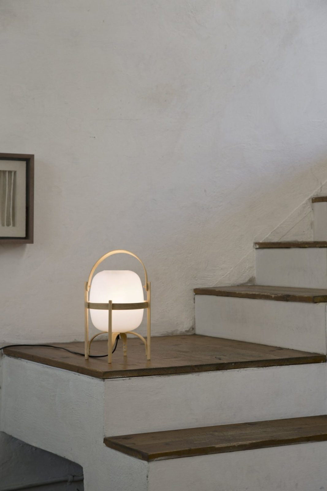 Lampada da Tavolo in Vetro a Forma di Lanterna Portatile
