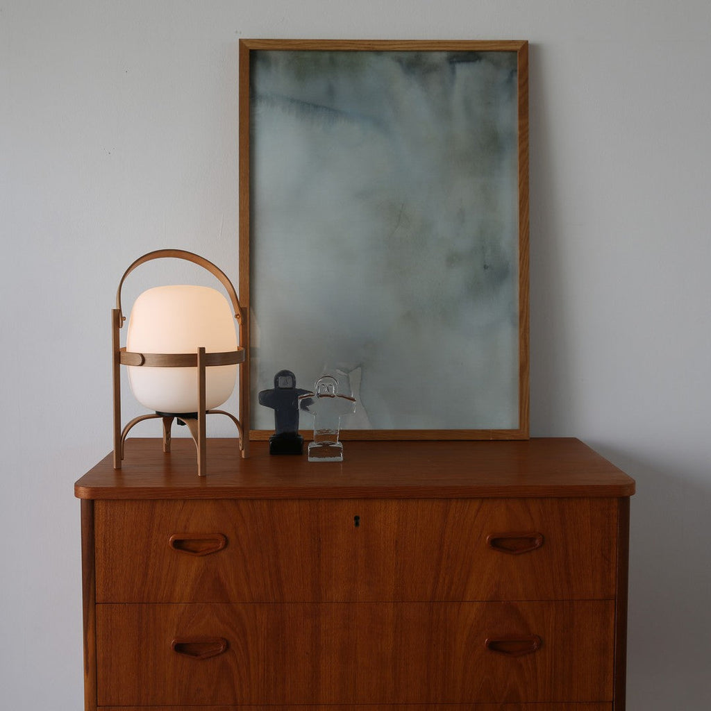 Lampada da Tavolo in Vetro a Forma di Lanterna Portatile