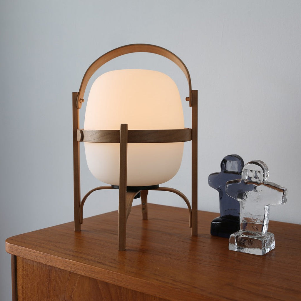 Lampada da Tavolo in Vetro a Forma di Lanterna Portatile