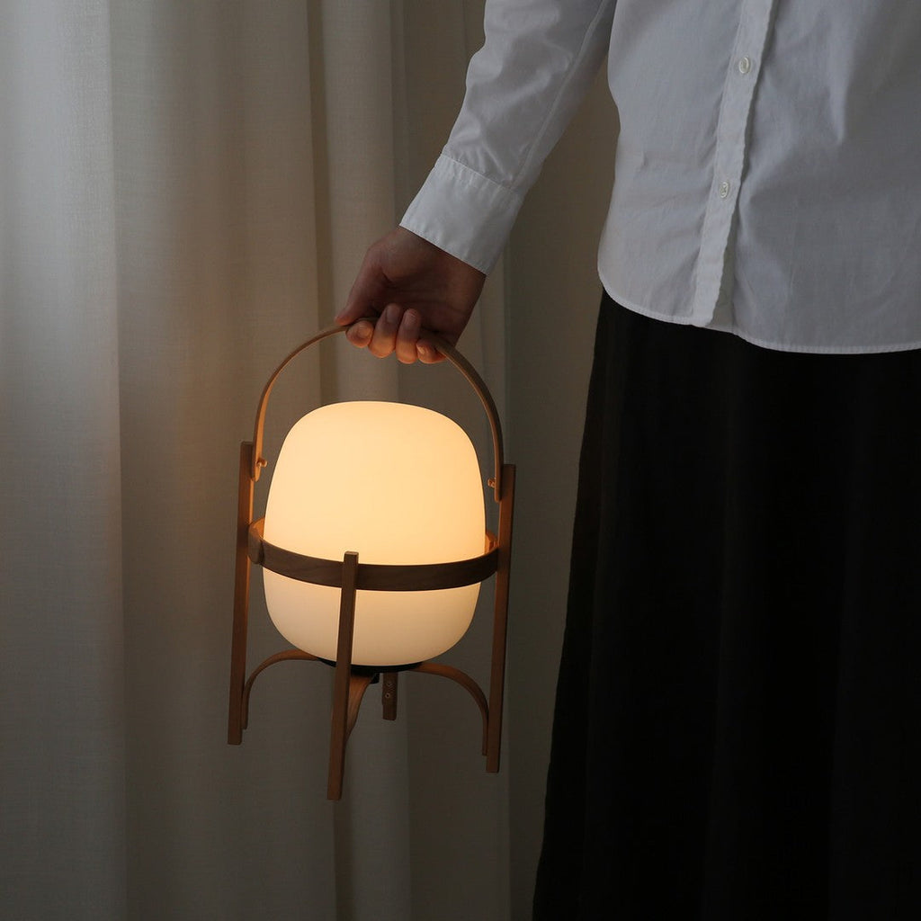 Lampada da Tavolo in Vetro a Forma di Lanterna Portatile