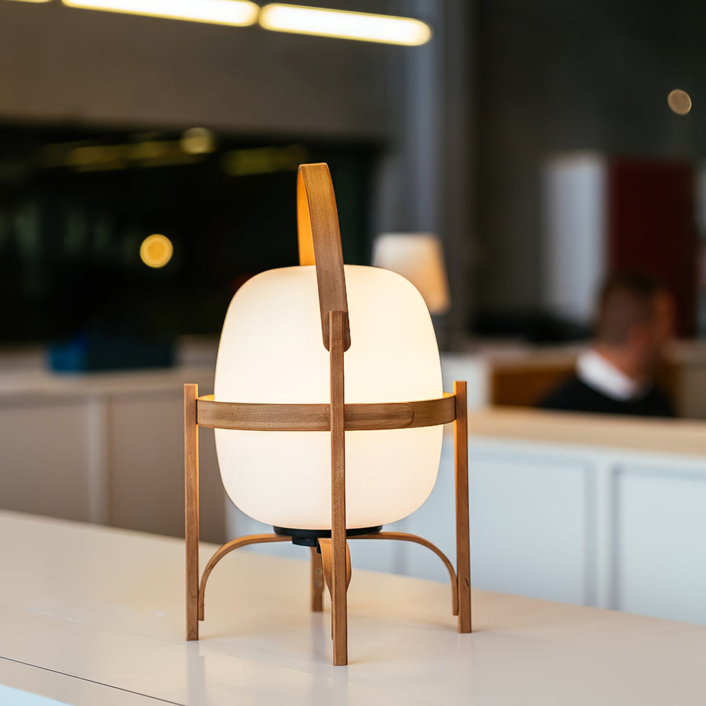 Lampada da Tavolo in Vetro a Forma di Lanterna Portatile