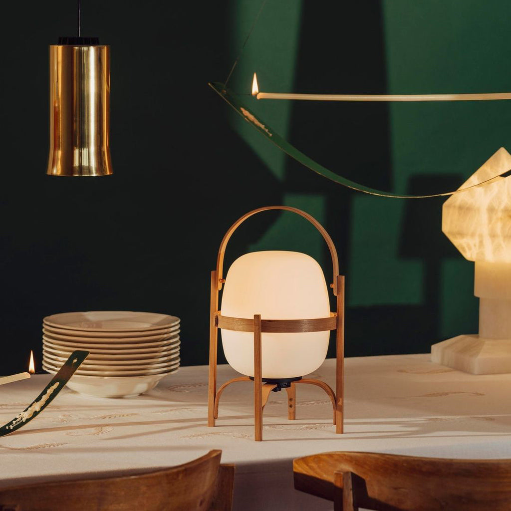 Lampada da Tavolo in Vetro a Forma di Lanterna Portatile
