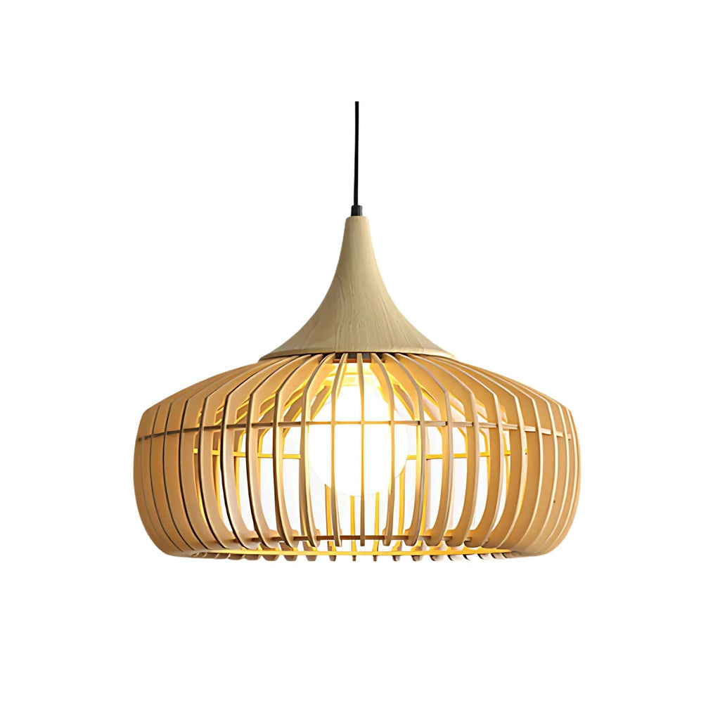 Posisro Lampada a Sospensione – Legno – Naturale – Ø40 cm – Design Scandinavo, Dimmerabile per la Zona Pranzo