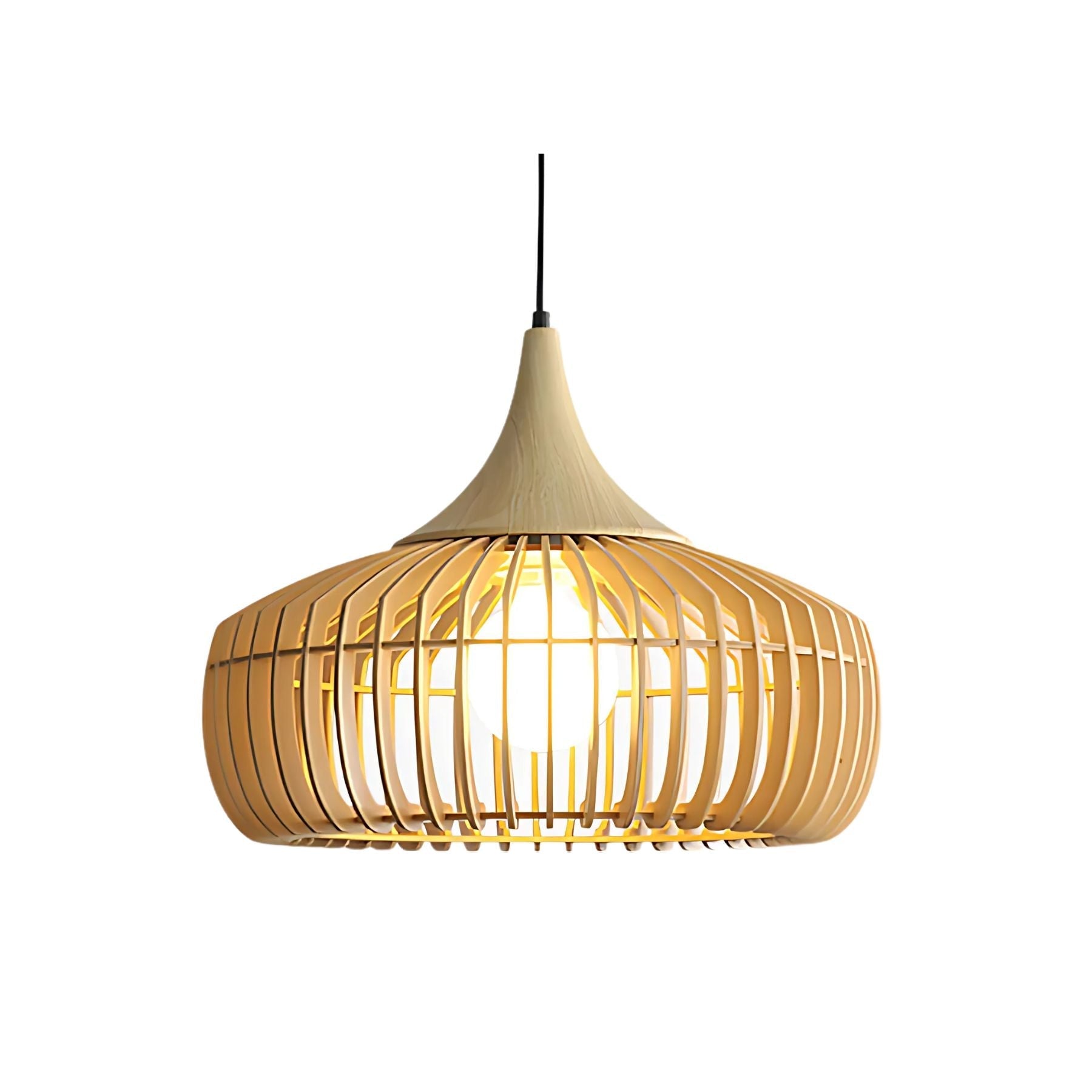 Posisro Lampada a Sospensione – Legno – Naturale – Ø40 cm – Design Scandinavo, Dimmerabile per la Zona Pranzo