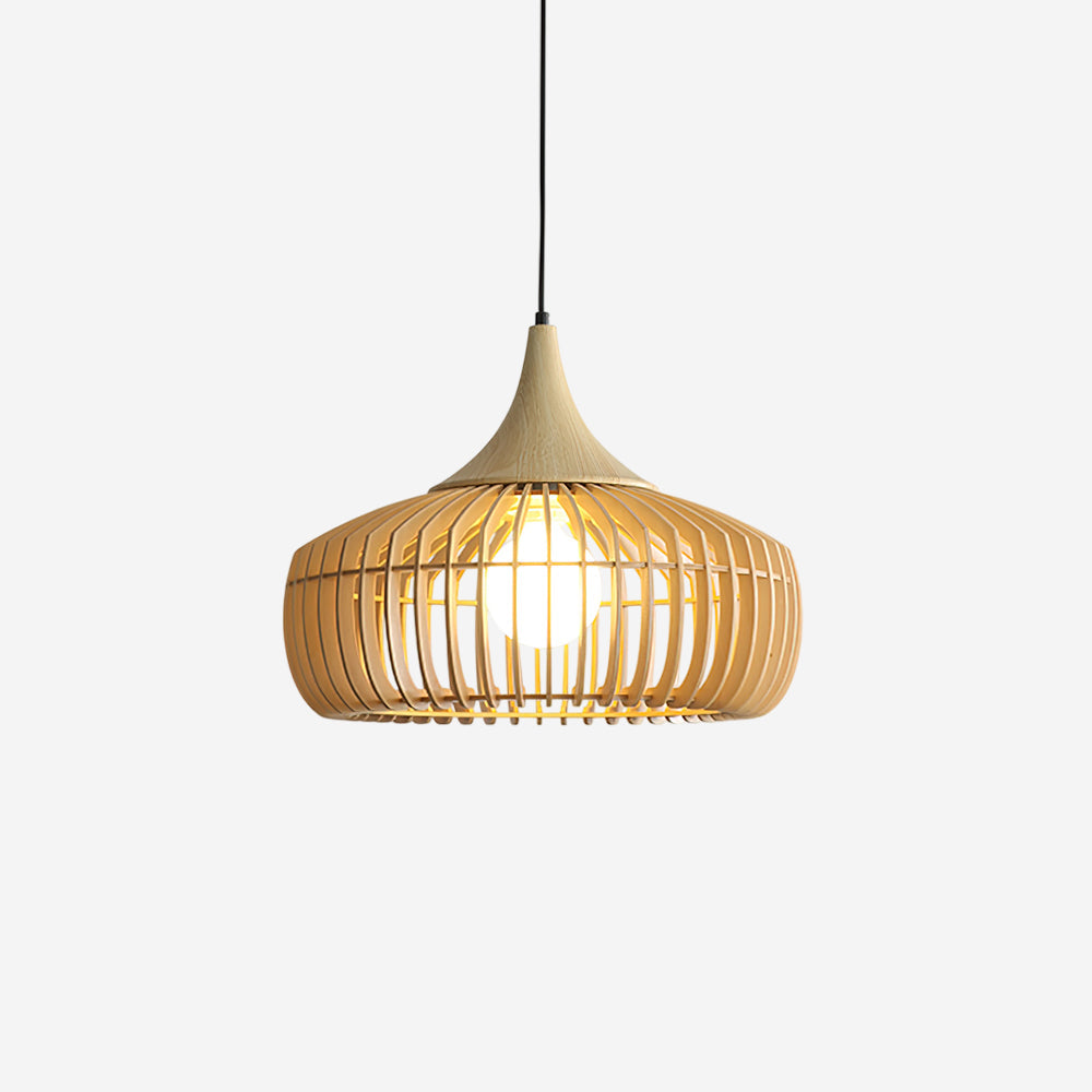 Posisro Lampada a Sospensione – Legno – Naturale – Ø40 cm – Design Scandinavo, Dimmerabile per la Zona Pranzo