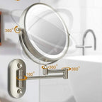 Specchio Ingigantente a LED Ricaricabile in Argento Cromato per Trucco e Bagno