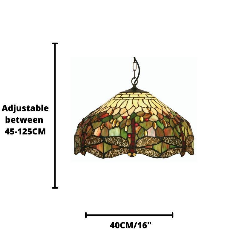 Lampada da soffitto Tiffany Medium Dragonfly, attacco per una lampadina