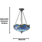Luce da soffitto Tiffany Invertita Media Libellula Blu