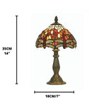 Lampada da Tavolo da Comodino Oaks Green Dragonfly Tiffany 7"