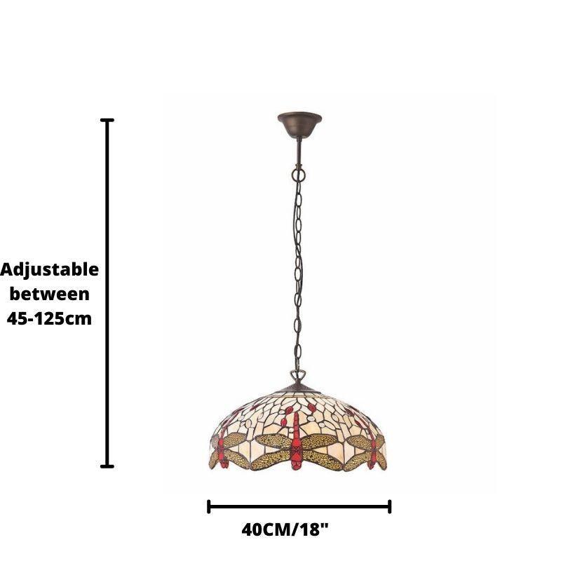 Lampada da soffitto Tiffany media a luce singola Dragonfly beige