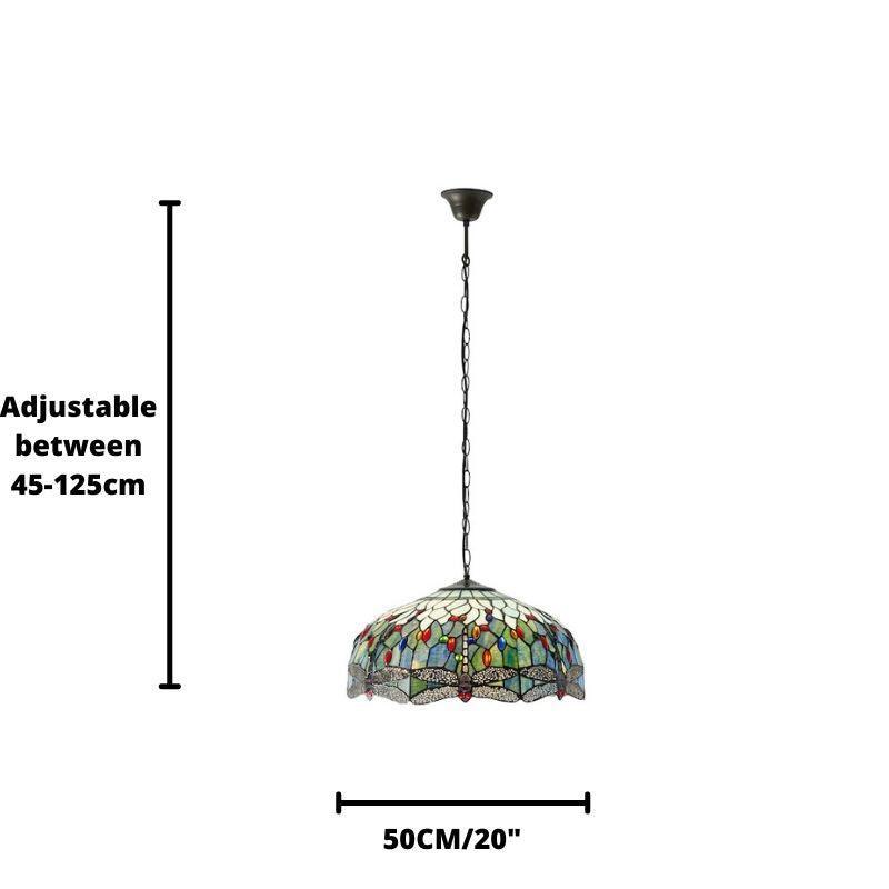 Lampadario Tiffany Grande Libellula Blu - Attacco per 1 Lampadina