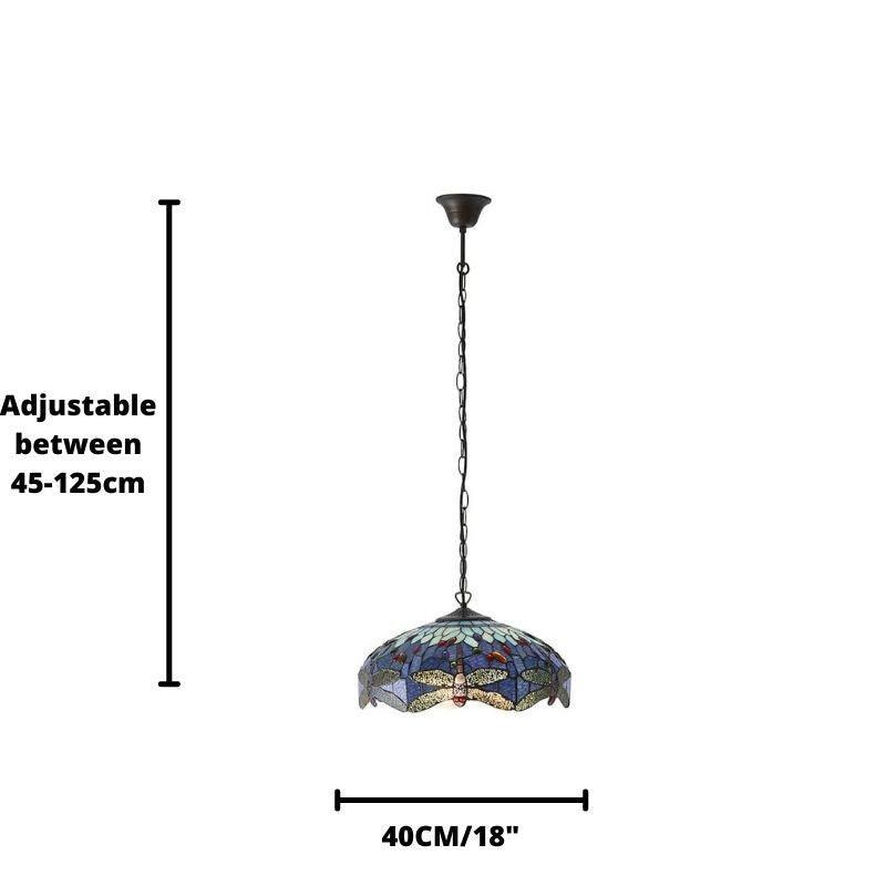 Luce da soffitto Tiffany Media Libellula Blu - Attacco per 1 Lampadina