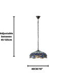 Luce da soffitto Tiffany Media Libellula Blu - Attacco per 1 Lampadina