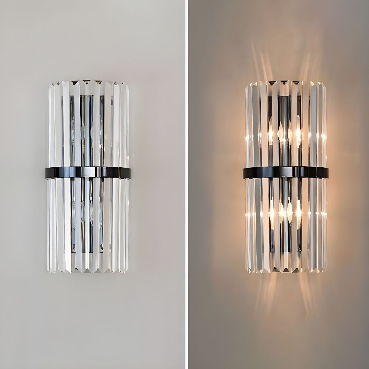 Lampada da Parete Quilron – Vetro Cristallo & Acciaio Inossidabile – Oro – 10-15 m² – Illuminazione Elegante per Interni Stilosi