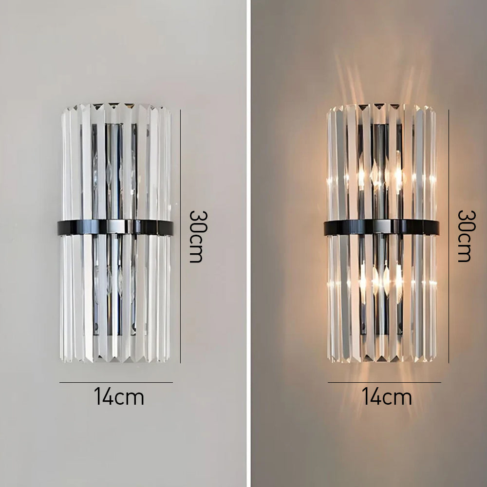 Lampada da Parete Quilron – Vetro Cristallo & Acciaio Inossidabile – Oro – 10-15 m² – Illuminazione Elegante per Interni Stilosi