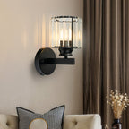 Quisso Applique – Metallo/Vetro – Nero Opaco – 24×15 cm – Design Elegante per Interni