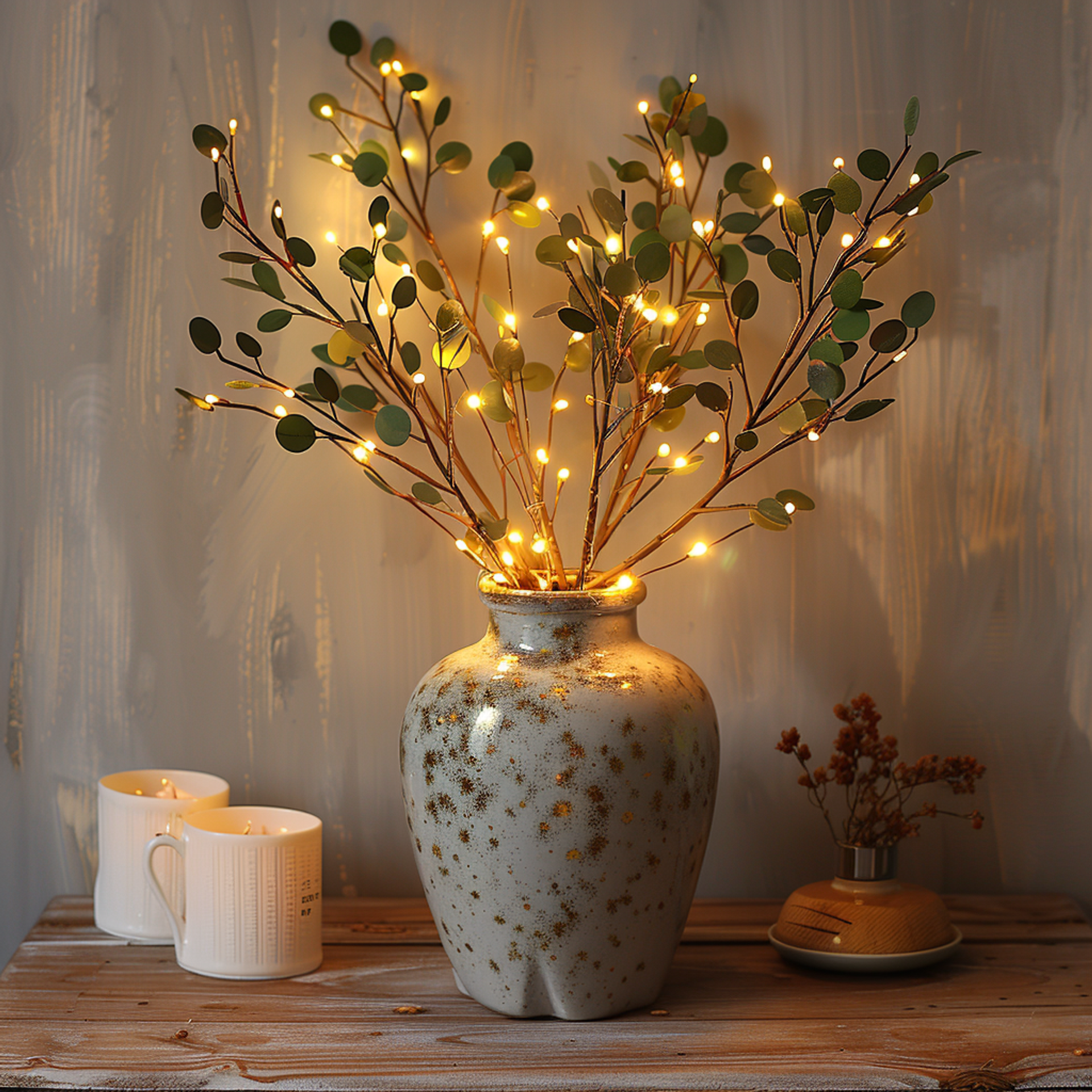 OliveAura - Lampada LED con design a ramo d'olivo e luce calda e soffusa