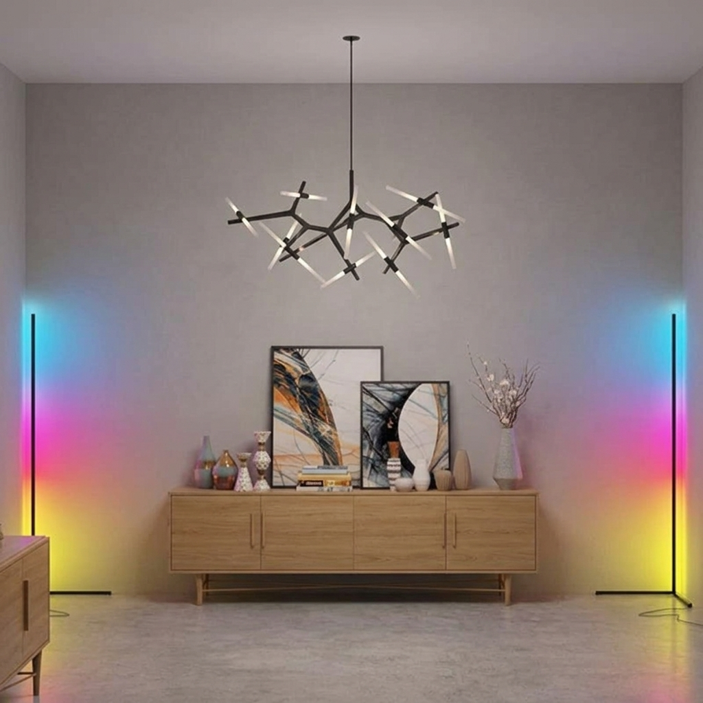 Lampada da Terra Angolare LED RGB Luce Ambiente Moderna con Telecomando