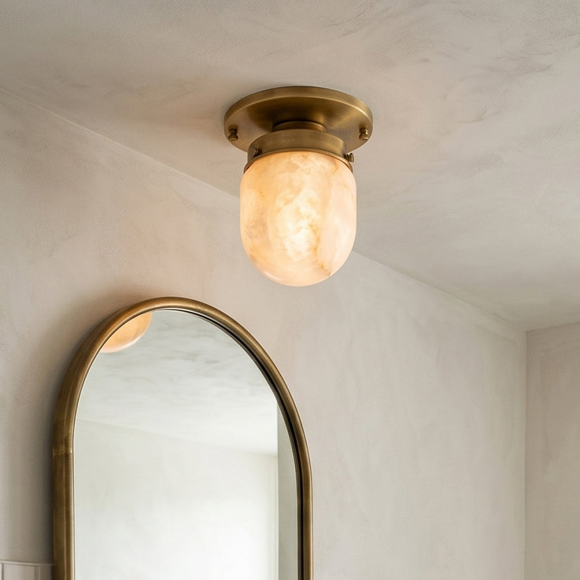 Lampada da soffitto in alabastro a forma di proiettile