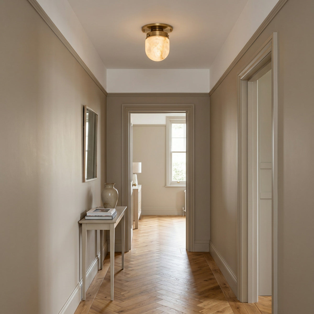 Lampada da soffitto in alabastro a forma di proiettile
