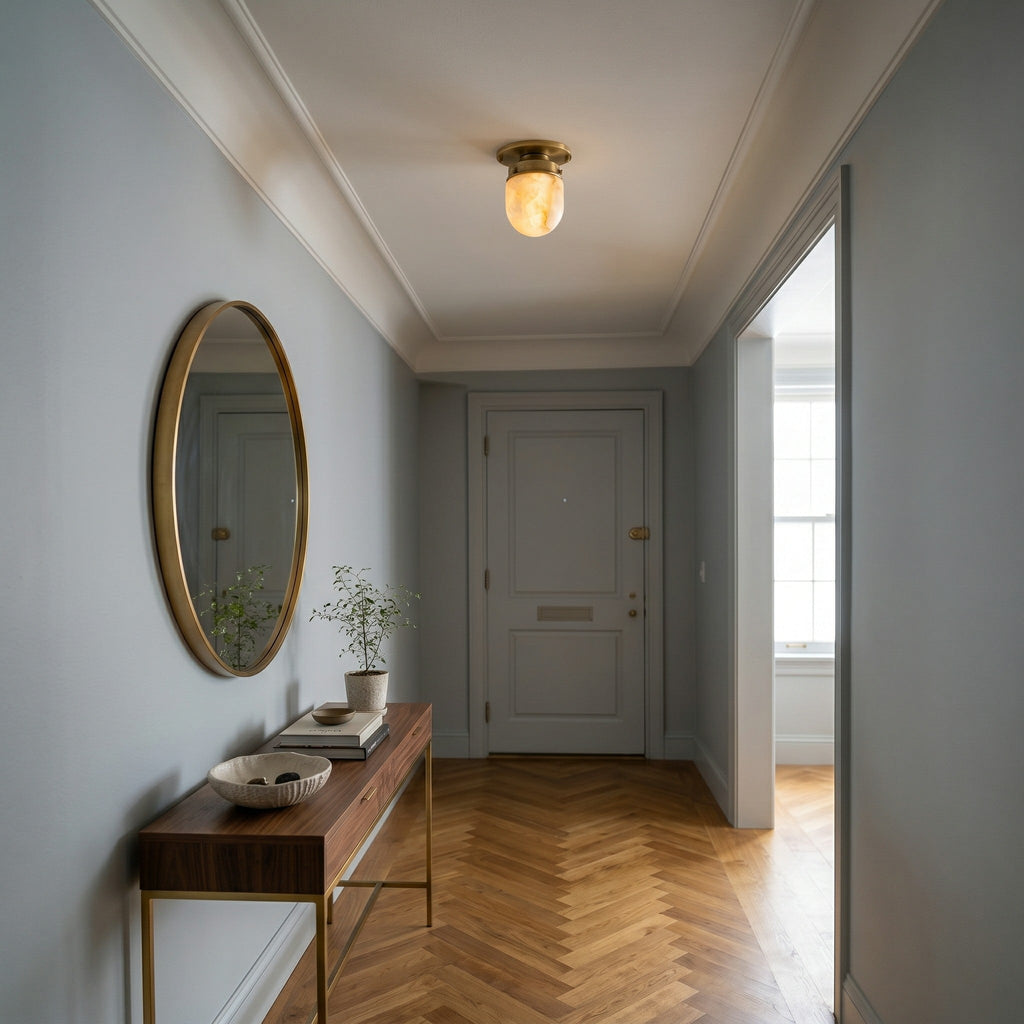 Lampada da soffitto in alabastro a forma di proiettile