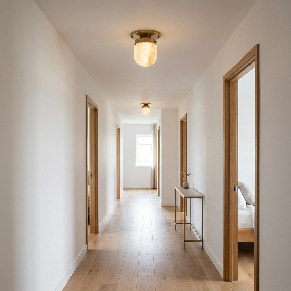 Lampada da soffitto in alabastro a forma di proiettile