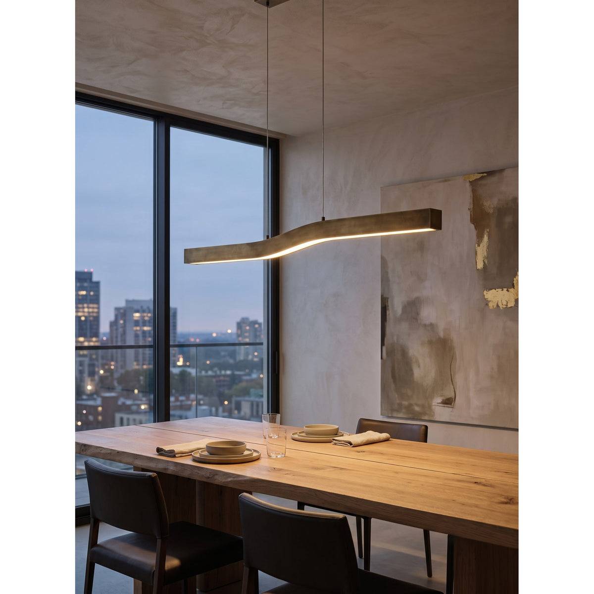 Lampadario Lineare in Ottone Camur