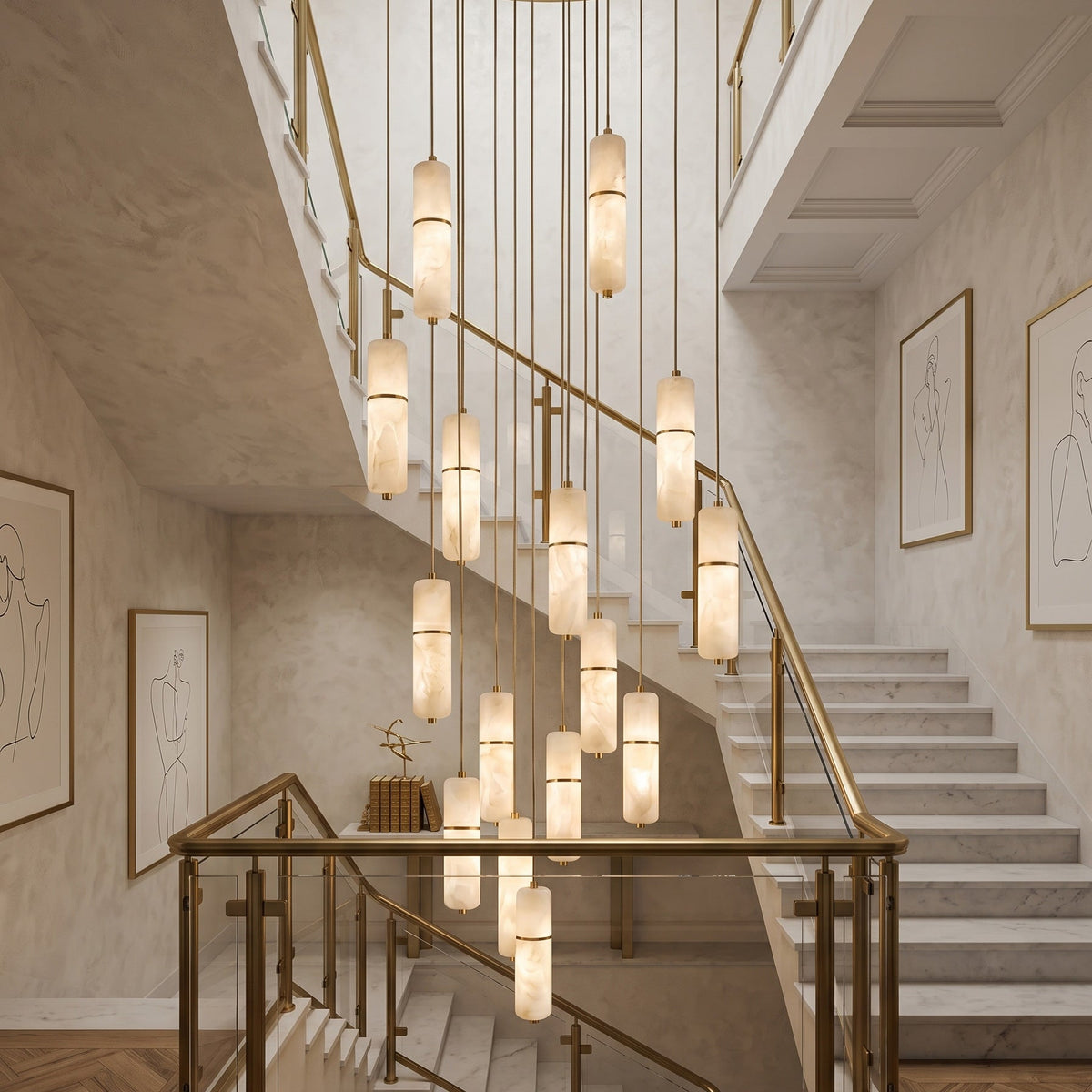 Lampadario Canella Alabastro