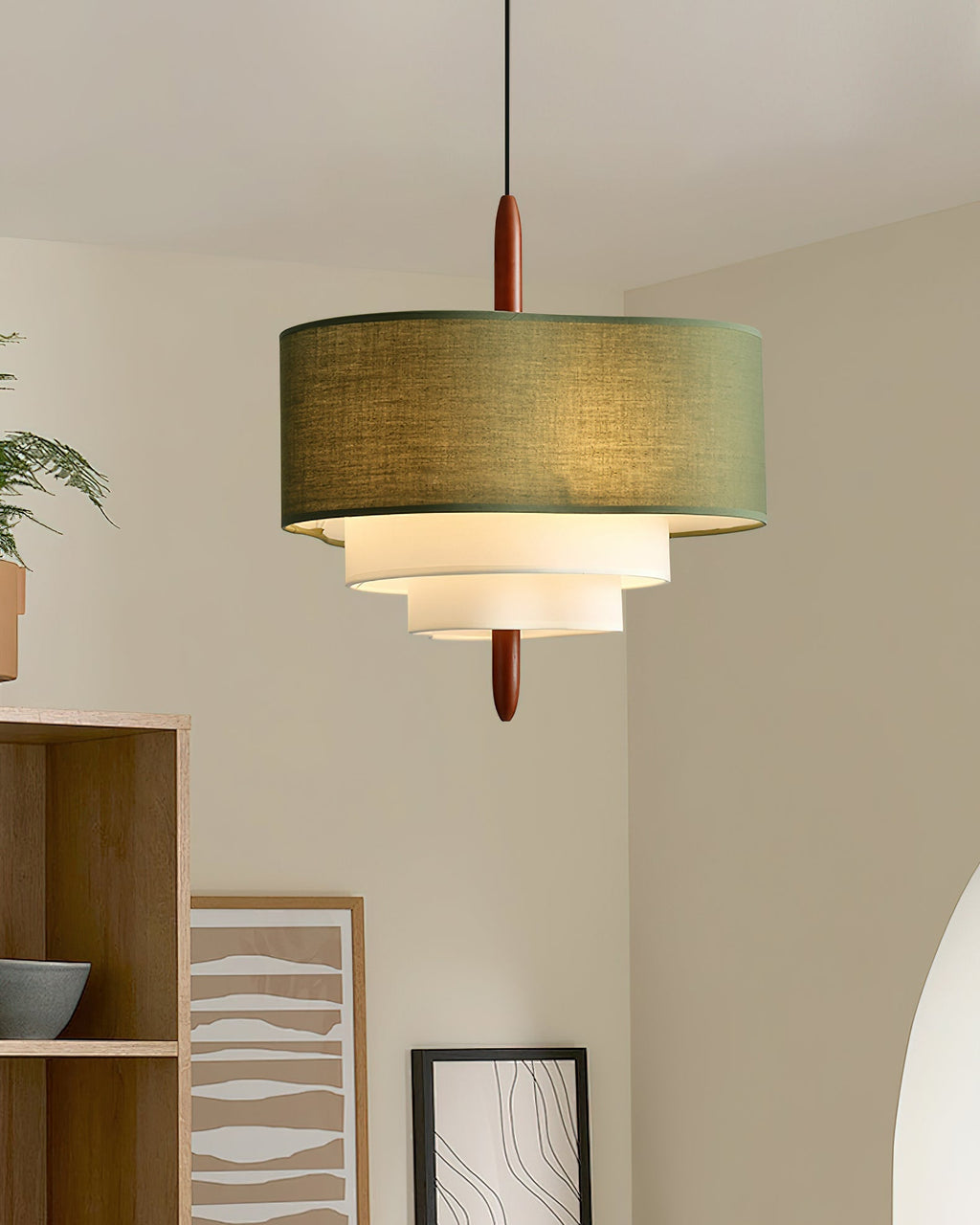 Lampada a sospensione in tessuto verde Ophel