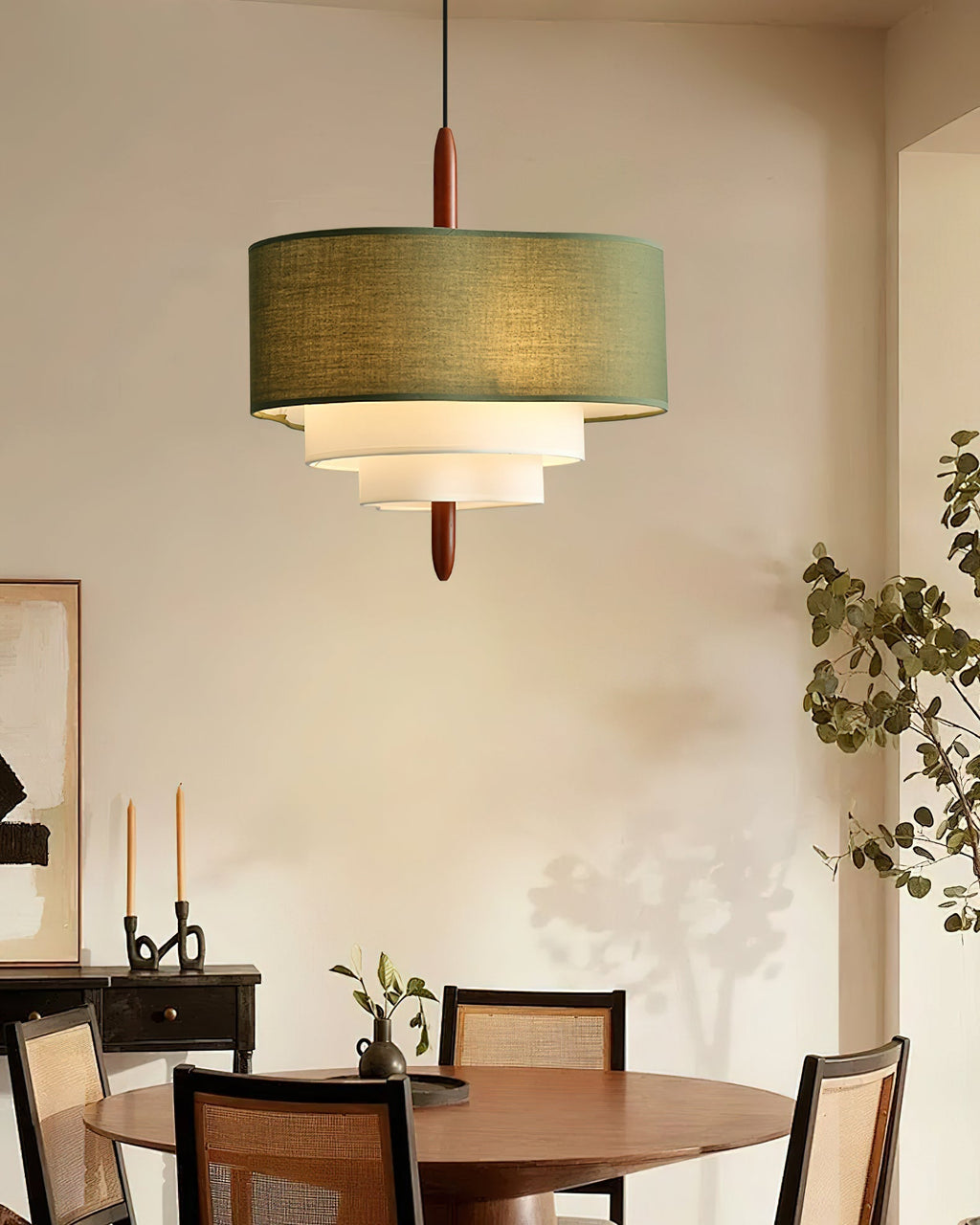 Lampada a sospensione in tessuto verde Ophel