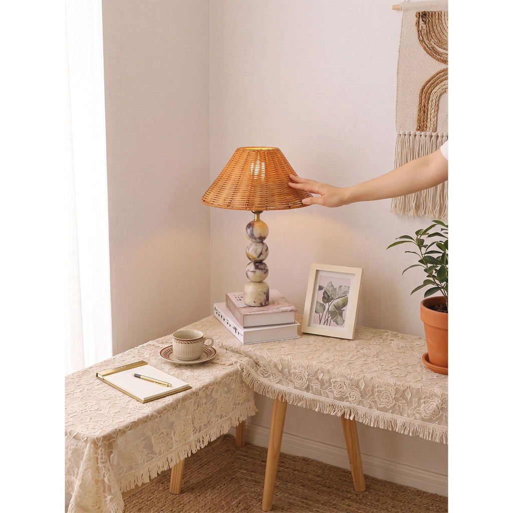 Lampada da Tavolo in Marmo Rattan