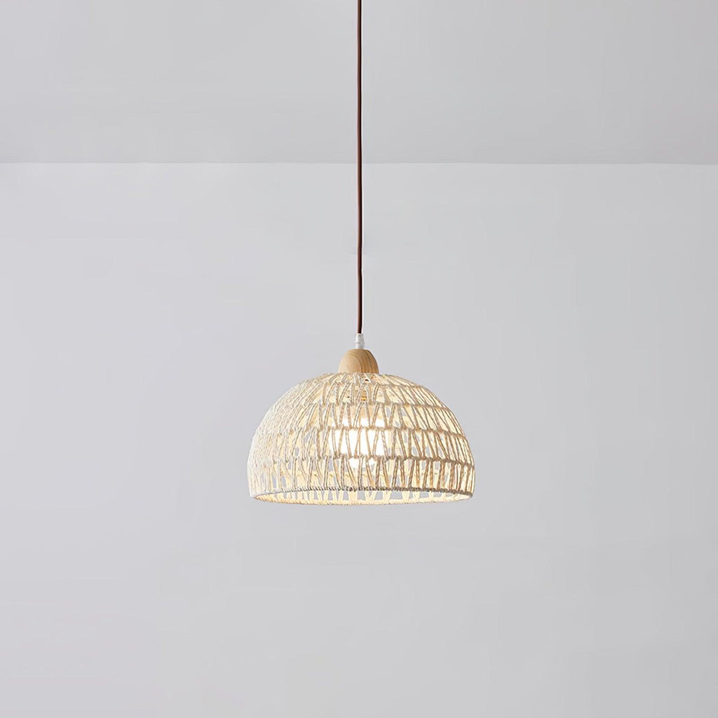 Lampada a sospensione ad arco in rattan
