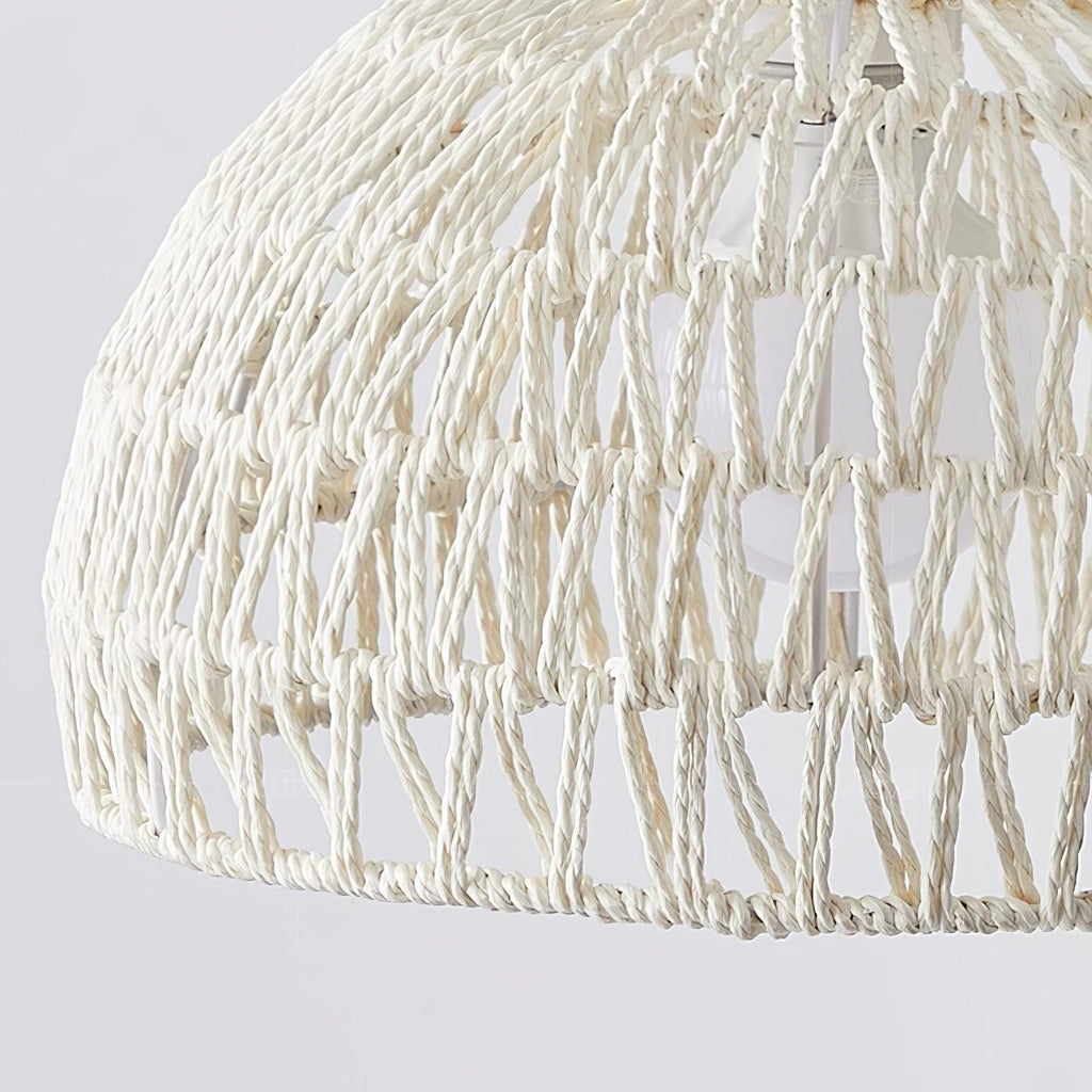 Lampada a sospensione ad arco in rattan