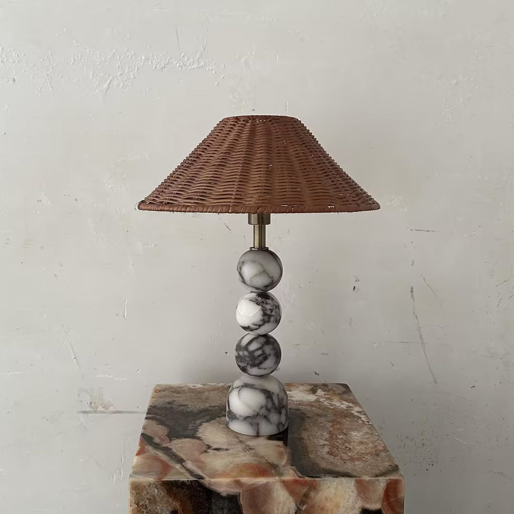 Lampada da Tavolo in Marmo Rattan