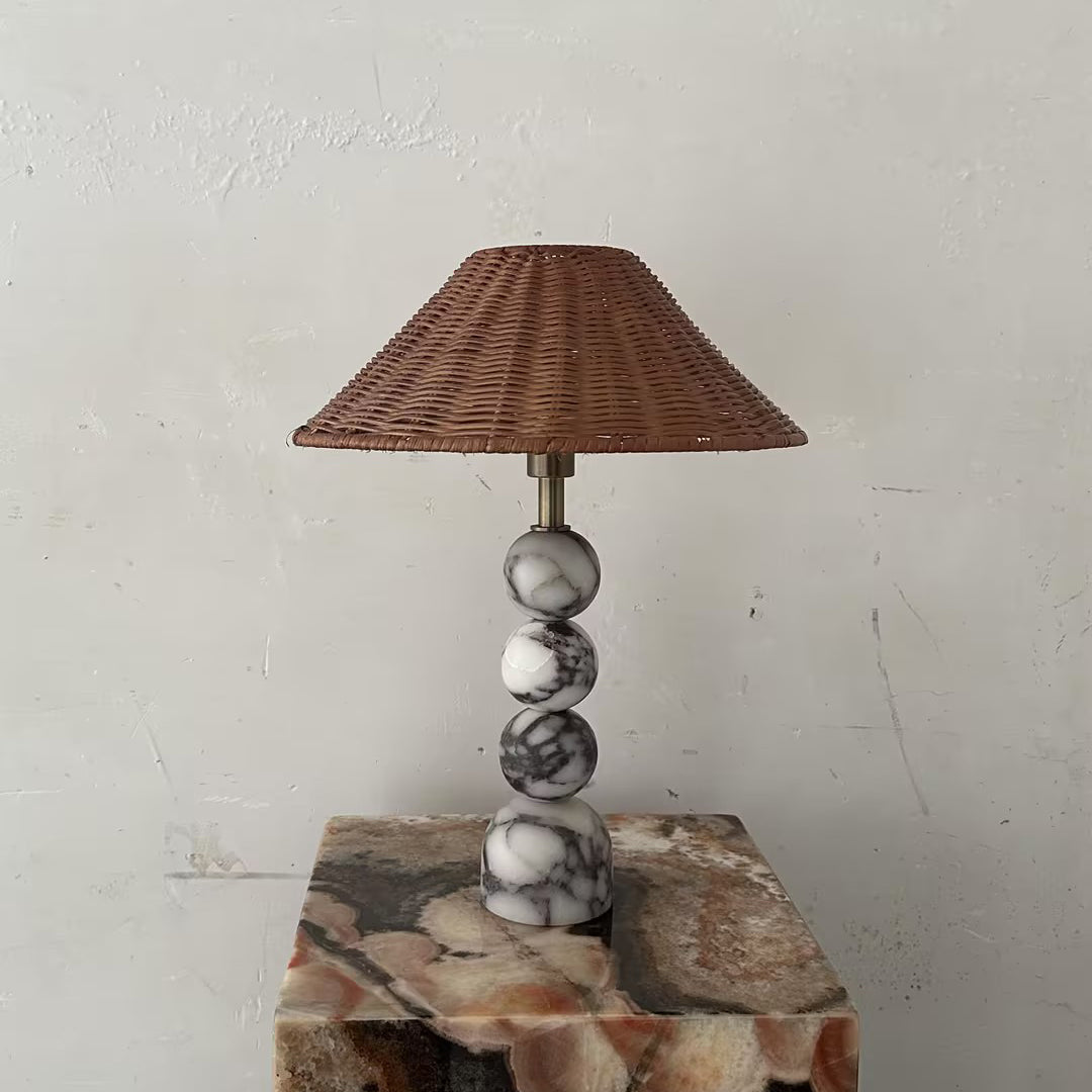 Lampada da Tavolo in Marmo Rattan