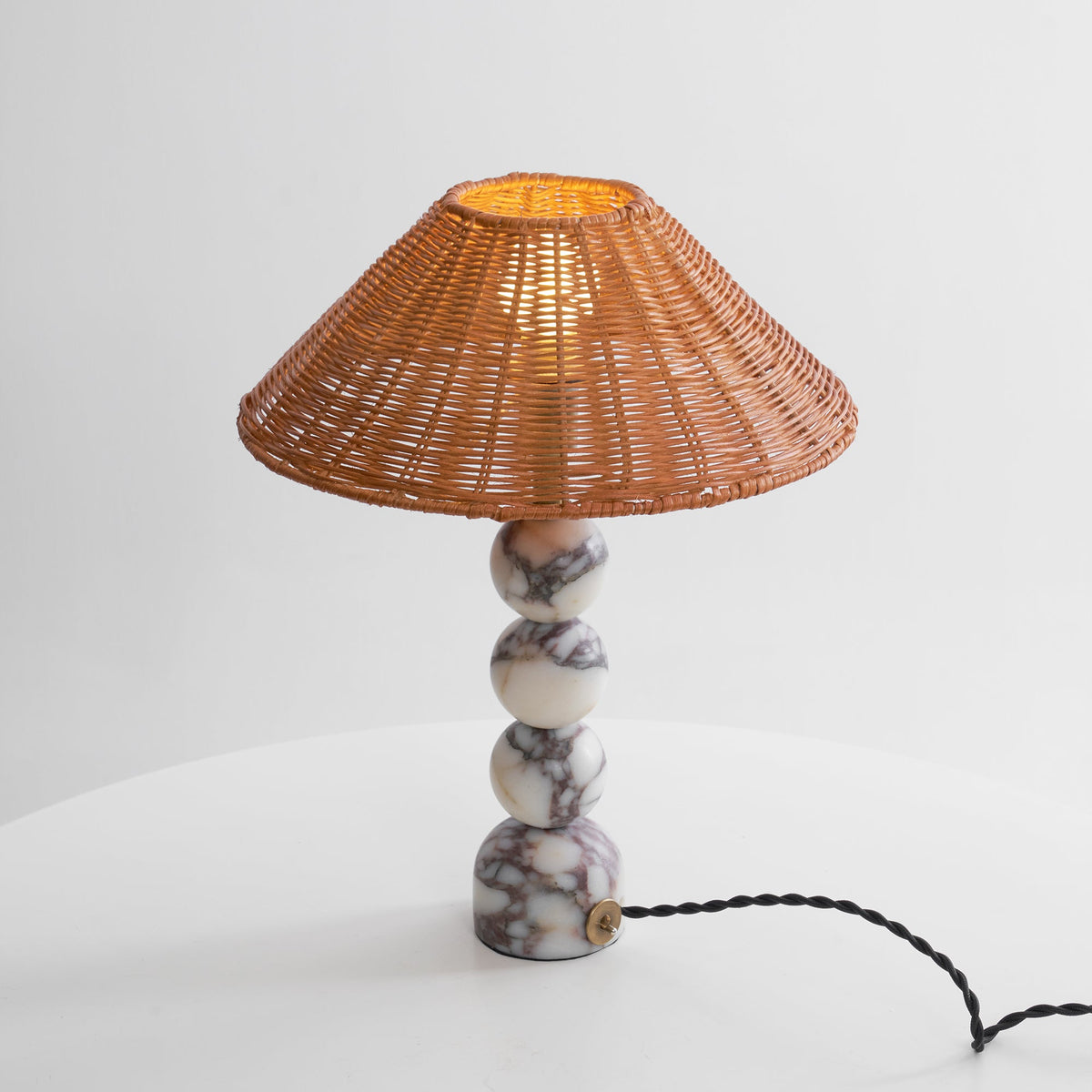 Lampada da Tavolo in Marmo Rattan