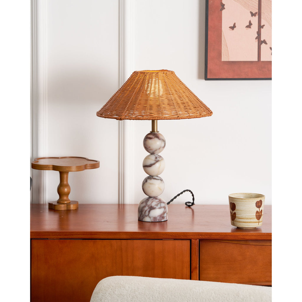 Lampada da Tavolo in Marmo Rattan