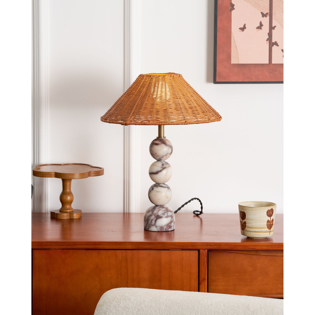 Lampada da Tavolo in Marmo Rattan