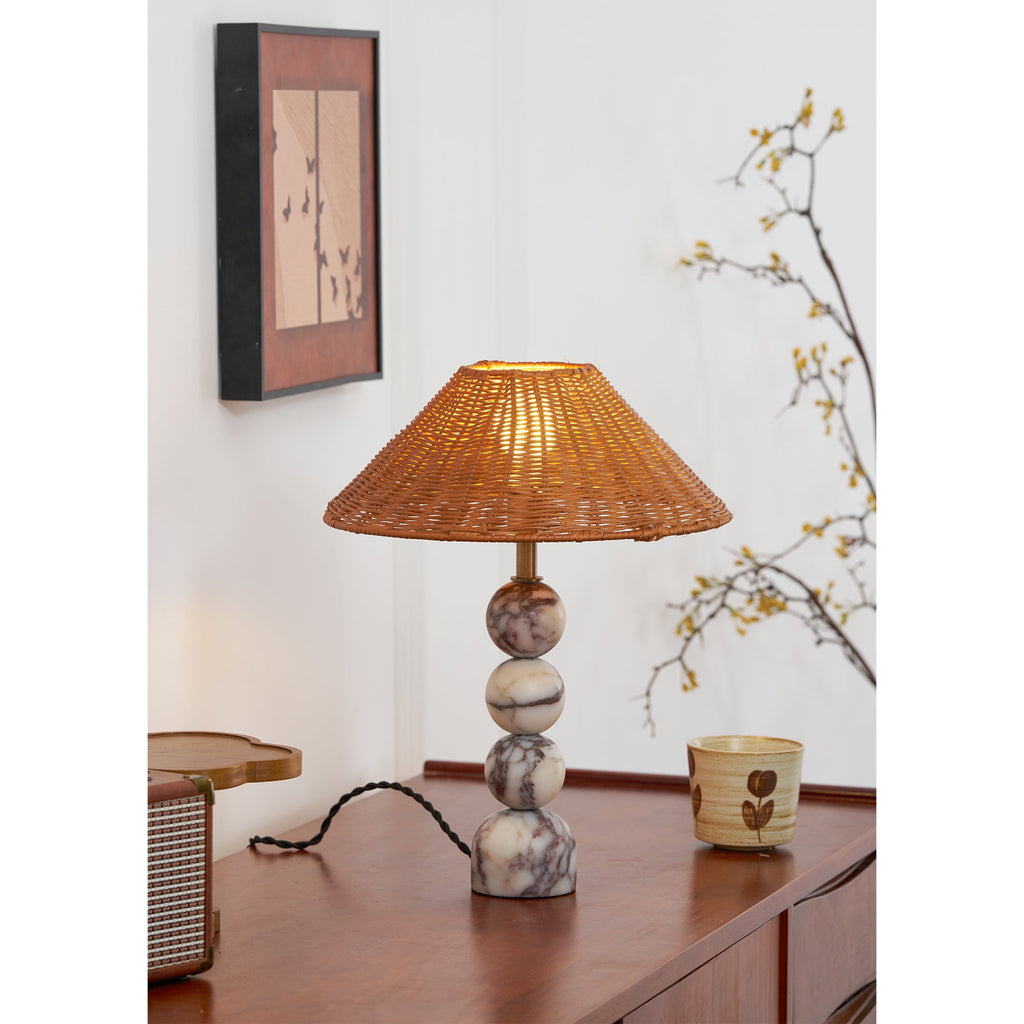 Lampada da Tavolo in Marmo Rattan
