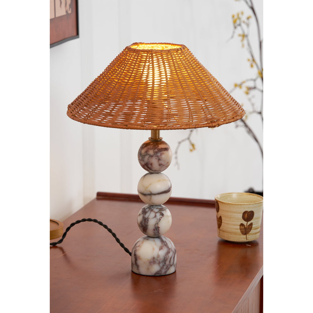 Lampada da Tavolo in Marmo Rattan