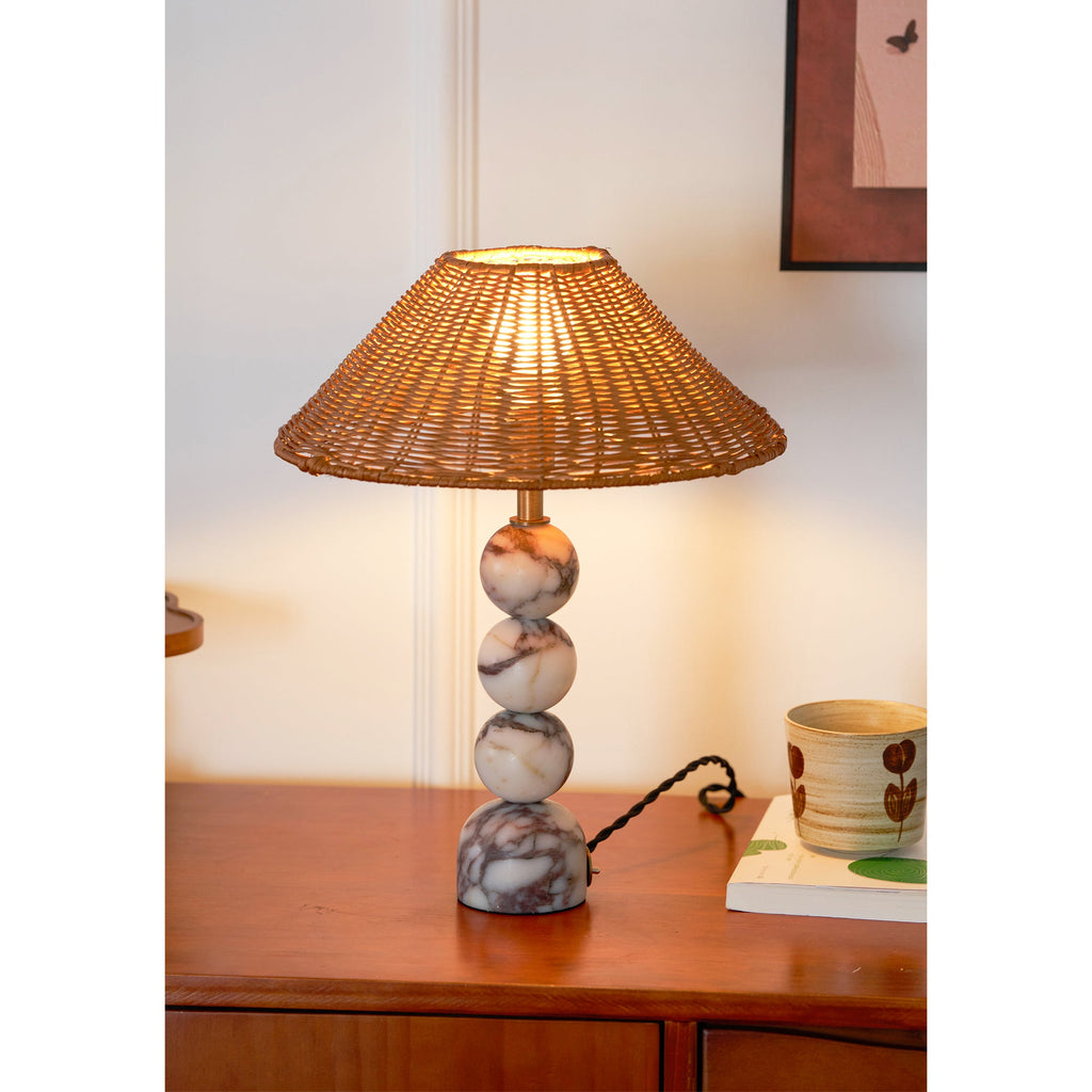 Lampada da Tavolo in Marmo Rattan