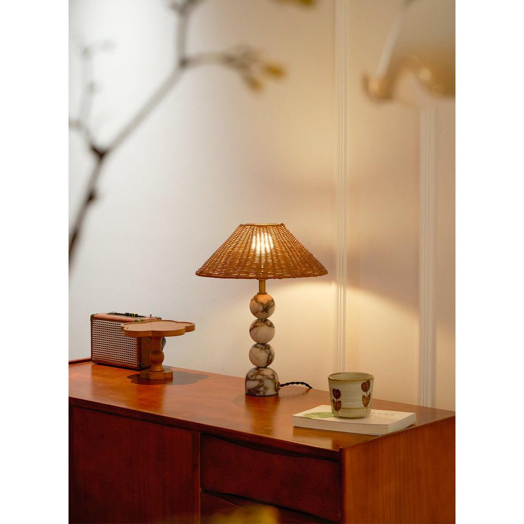 Lampada da Tavolo in Marmo Rattan