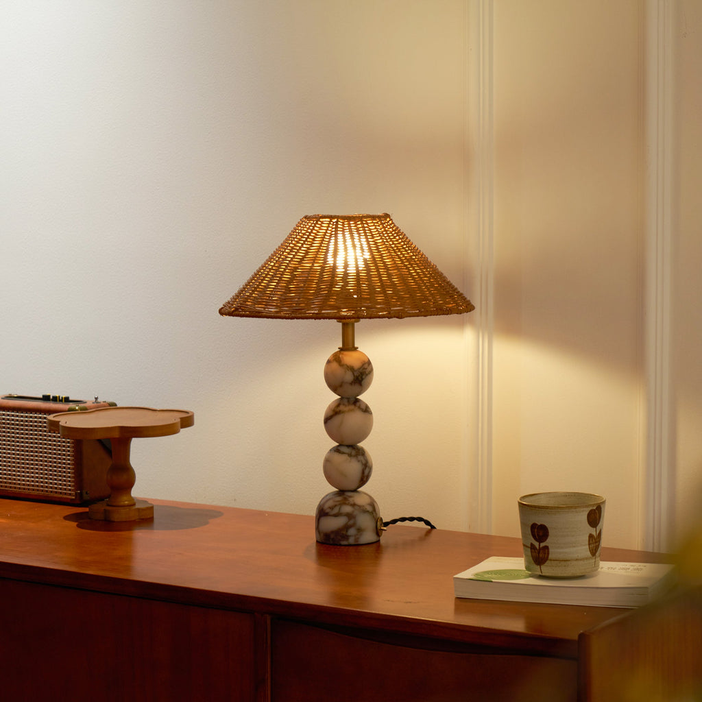 Lampada da Tavolo in Marmo Rattan
