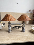 Lampada da Tavolo in Marmo Rattan
