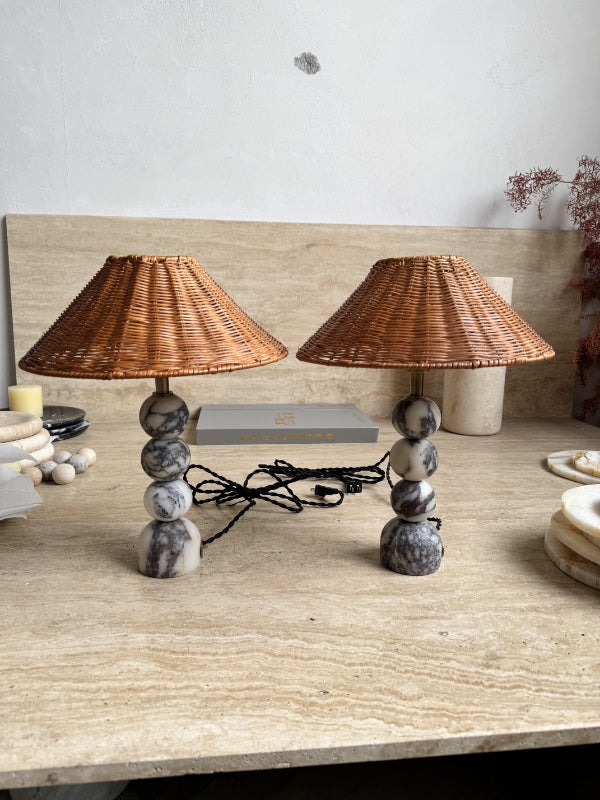 Lampada da Tavolo in Marmo Rattan