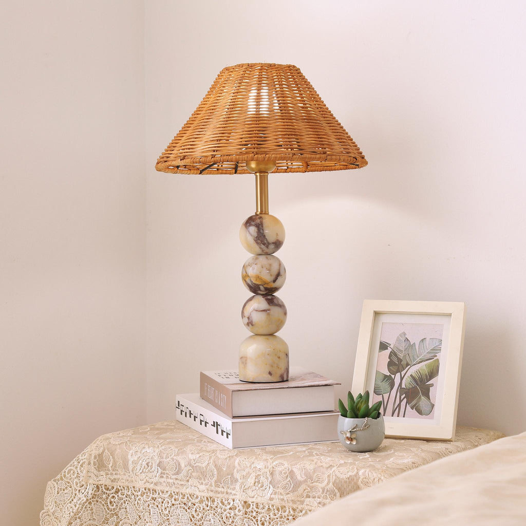 Lampada da Tavolo in Marmo Rattan