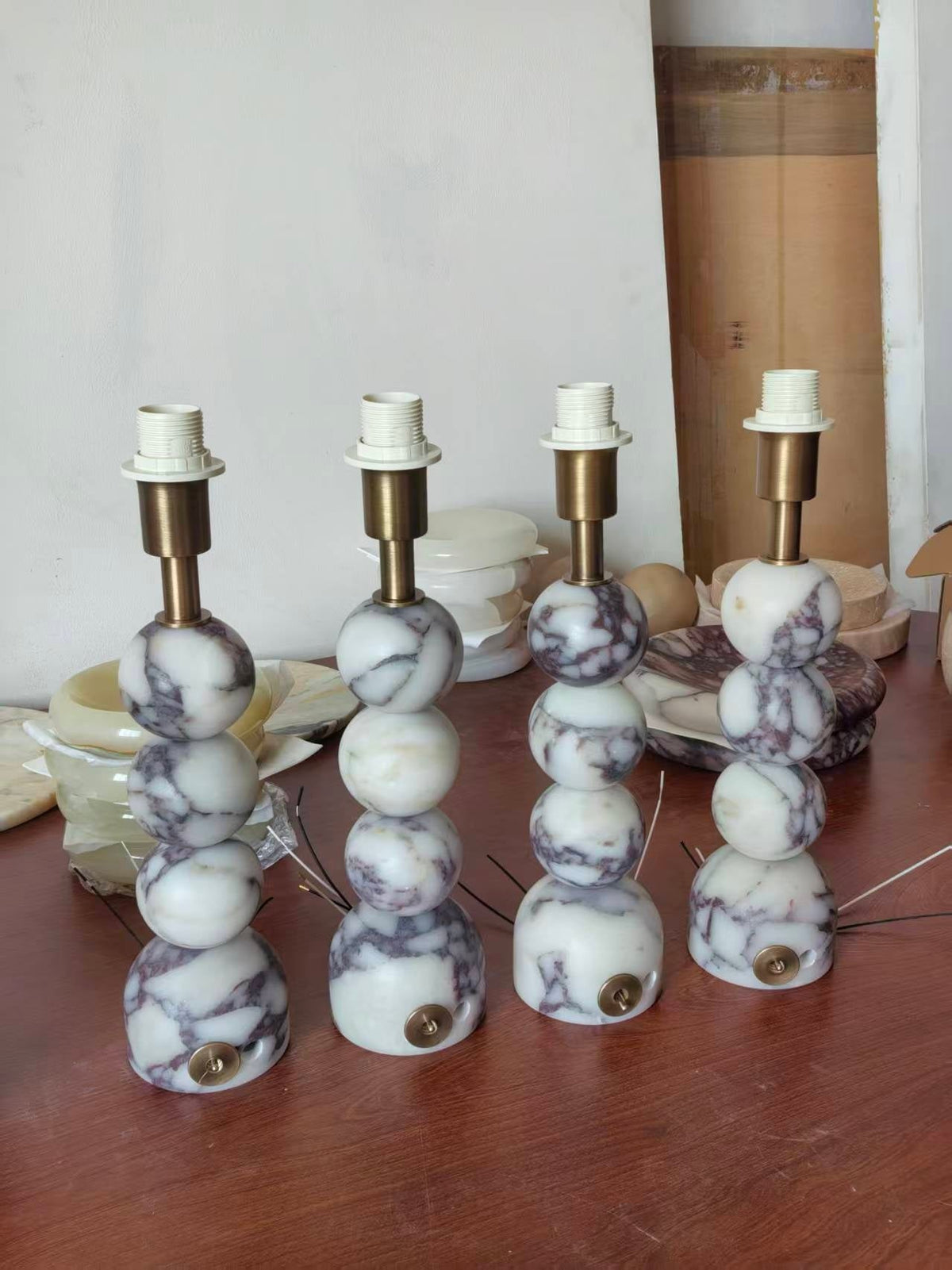 Lampada da Tavolo in Marmo Rattan