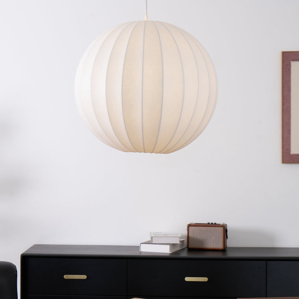 Renkoy Lampadario – Seta – Bianco caldo – Ø 30 cm – Forma elegante