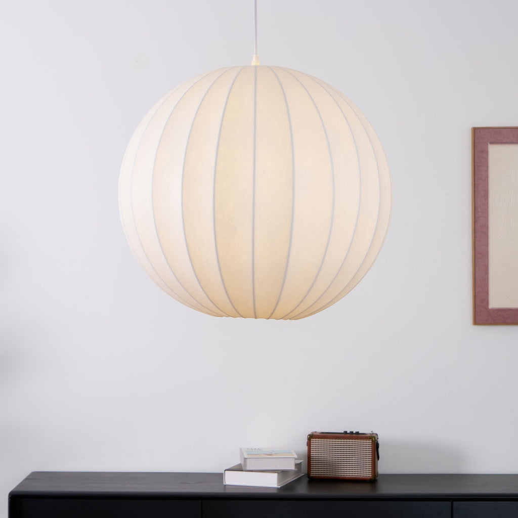 Renkoy Lampadario – Seta – Bianco caldo – Ø 30 cm – Forma elegante