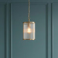 Ridgeton Pendant in Ottone Antico con Paralume in Vetro Rigato